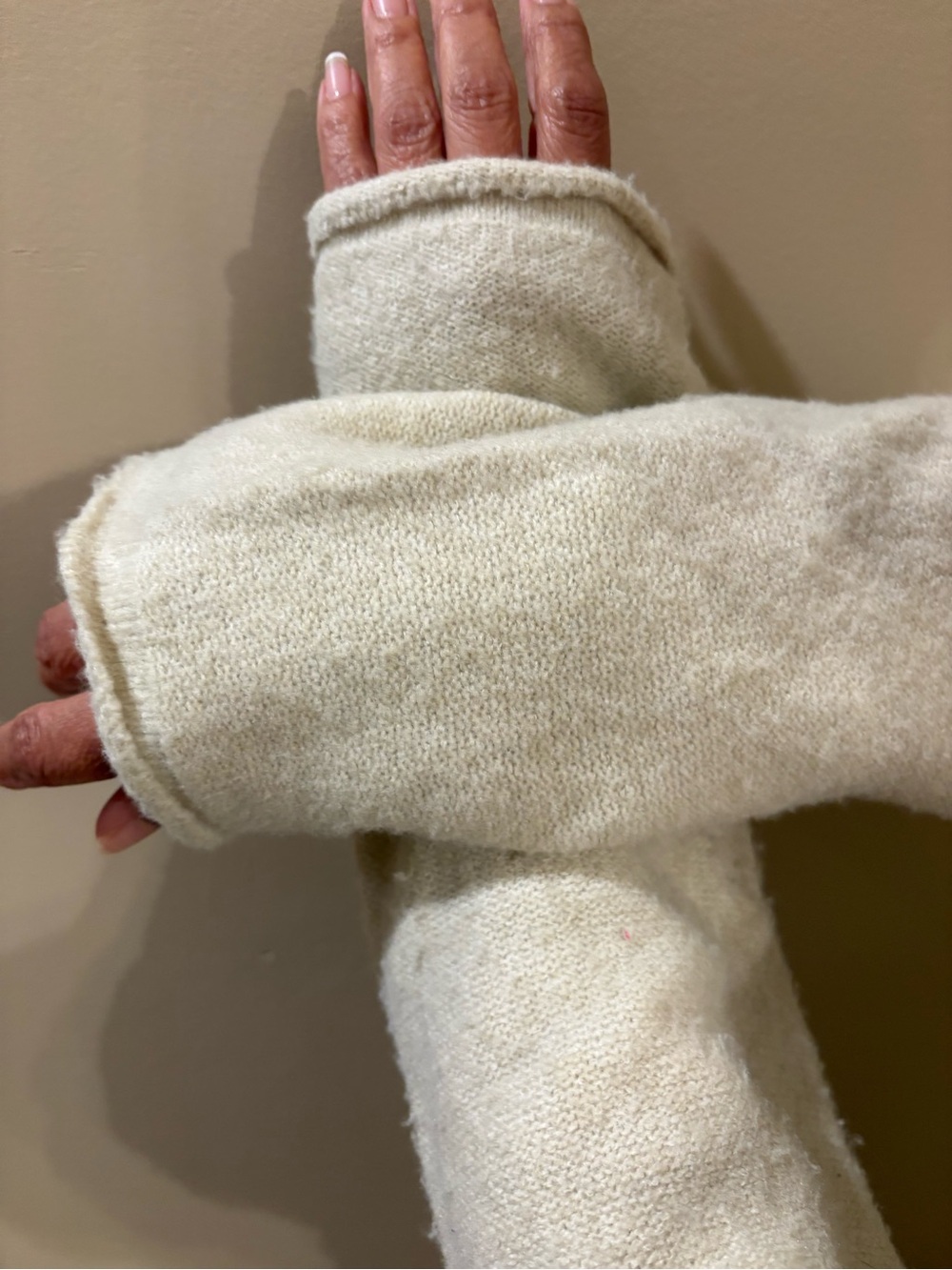 Free People Cream Wrap V-Neck Sweater - Picture 6 of 7